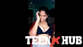 Anu, Horny Telugu Dancer, Removing Bra & Licking Boobs to Tease on Tango Live