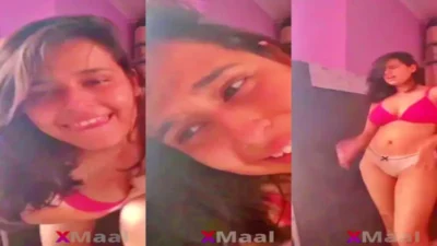 सेल्फी कैम में Pink Bra Girlfriend का सेक्सी शरीर दिखा