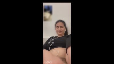 Chubby girl fingering with lover in video call